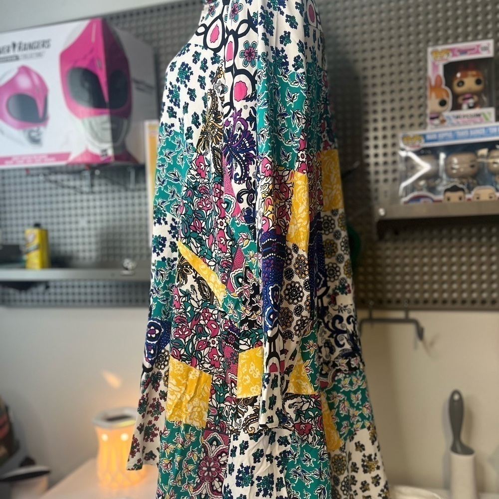 For the Republic Multi‎ Color Dress Size 1X Scarf Patchwork Button Up Collar - Picture 4 of 6